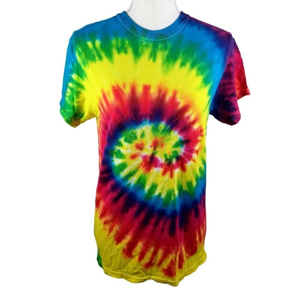 Retro Style Tie Dye T-Shirt Small Multi-Colored -Short Sleeve -Hippie
